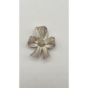 Antique Sterling Silver 925 Pin Topazio Portugal Filigree Ribbon Bow Open Work